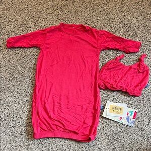 Kickee pants layette gown with ruffle hat - NWT